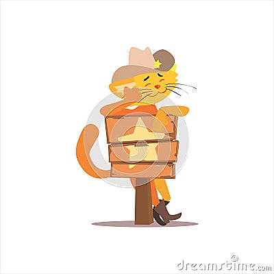 Puss In Boots With Star Sign Vector Illustration