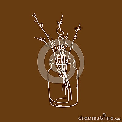 Pussy-willow in the bank Vector Illustration