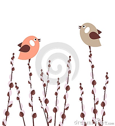 willow branches Vector Illustration