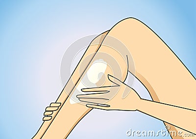 Put on leg lotion Vector Illustration