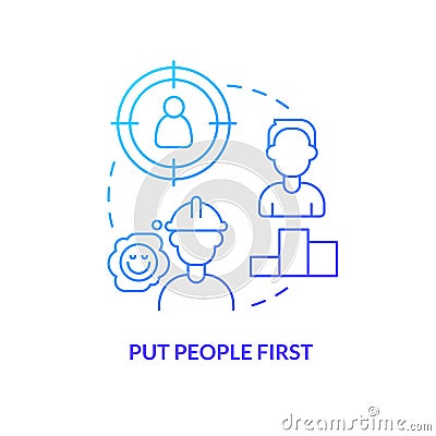Put people first blue gradient concept icon Vector Illustration