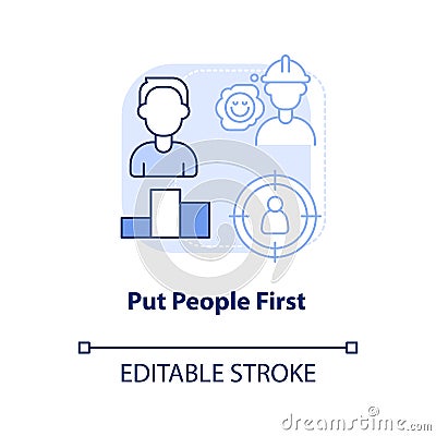 Put people first light blue concept icon Vector Illustration