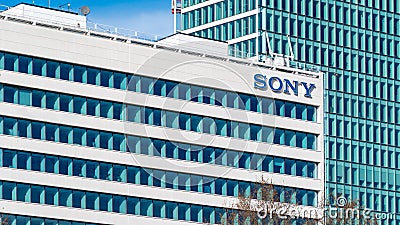 Exterior view of the French headquarters of Sony, Puteaux, France Editorial Stock Photo