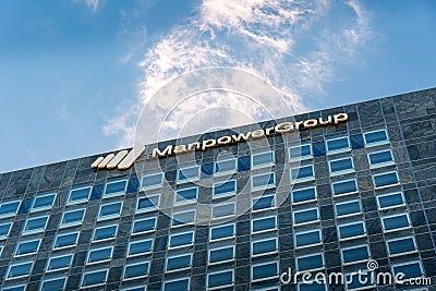 Facade of the headquarters of Manpower France, Paris - La Defense Editorial Stock Photo