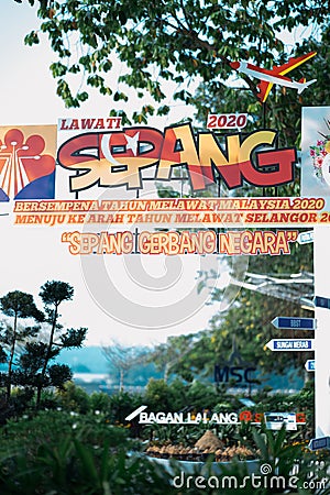Putrajaya, Malaysia - September 6, 2019 : Visit Sepang in 2020 enterance in Taman Botani Putrajaya for Visitors at the Royal Editorial Stock Photo