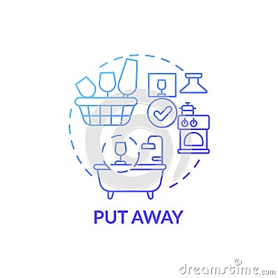 Putting away blue gradient concept icon Vector Illustration