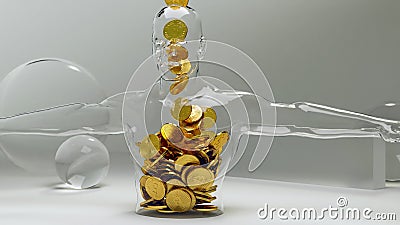 Putting bitcoin into a human moneybox, Crypto currency. BTC. Savings in cryptocurrency. Symbol of investing, keeping money concept Stock Photo