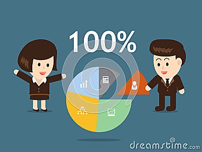 Putting the last piece of a pie chart Vector Illustration