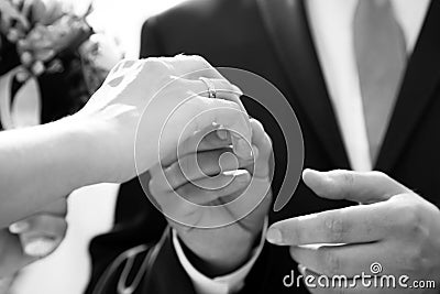 Putting ring on Stock Photo