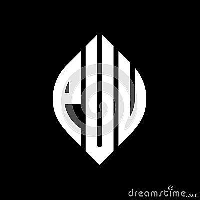 PUU circle letter logo design with circle and ellipse shape. PUU ellipse letters with typographic style. The three initials form a Vector Illustration