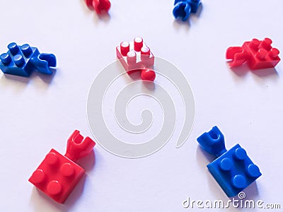 Puzzel plastic colorful. construction blocks or brick toy. Children concept of education, development and growth. Stock Photo