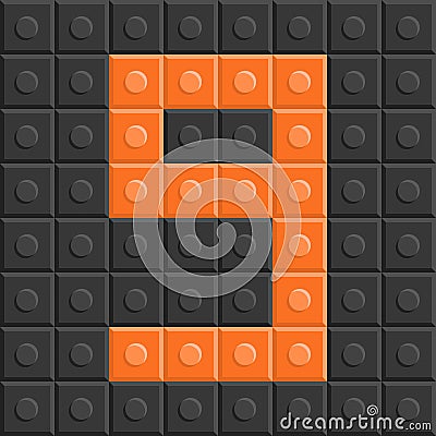 Puzzle building Blocks number nine, flat design Vector Illustration