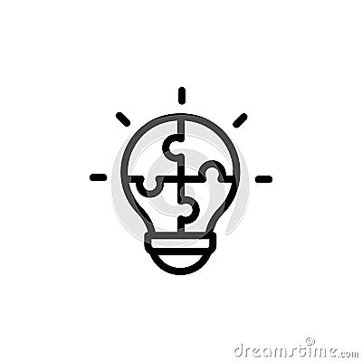 Puzzle, bulb, innovation icon. Simple line, outline vector elements of innovations icons for ui and ux, website or mobile Stock Photo