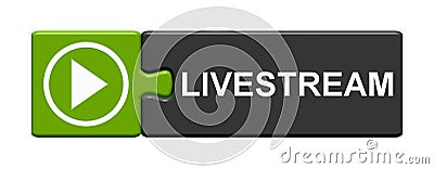 Puzzle Button green and black: Livestream Stock Photo