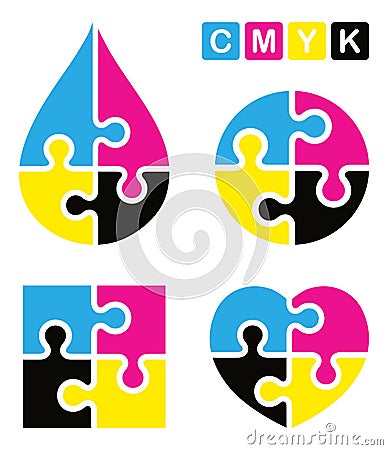 Puzzle cmyk logo Vector Illustration