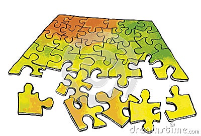 Puzzle Cartoon Illustration