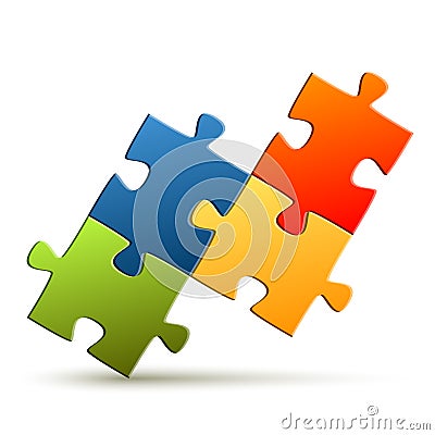 Puzzle - composed four parts Vector Illustration