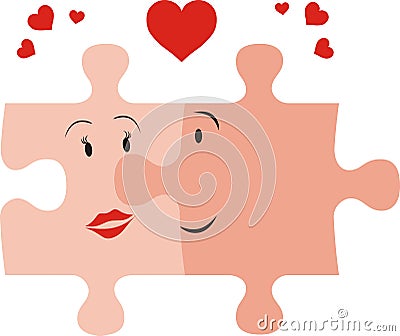 Puzzle couple inlove Vector Illustration