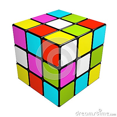 Puzzle cube isolated on white background Cartoon Illustration