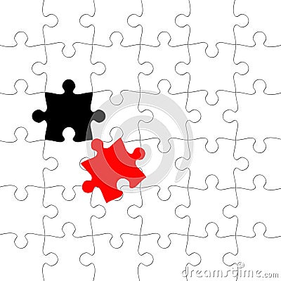 Puzzle with displaced piece Stock Photo