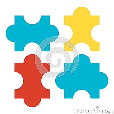 Puzzle Elements Business Process Flat Icon Vector Illustration