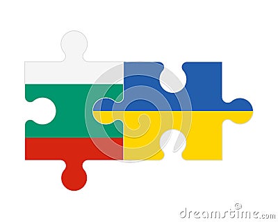 Puzzle of flags of Bulgaria and Ukraine, vector Vector Illustration