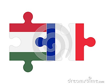 Puzzle of flags of Hungary and France, vector Vector Illustration