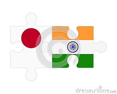 Puzzle of flags of Japan and India, vector Vector Illustration