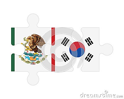 Puzzle of flags of Mexico and South Korea, vector Vector Illustration
