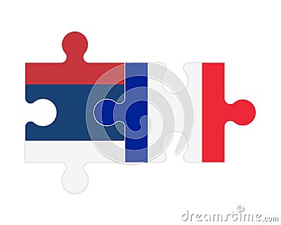 Puzzle of flags of Serbia and France , vector Vector Illustration