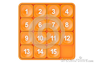 15-puzzle, game of fifteen. 3D rendering Stock Photo