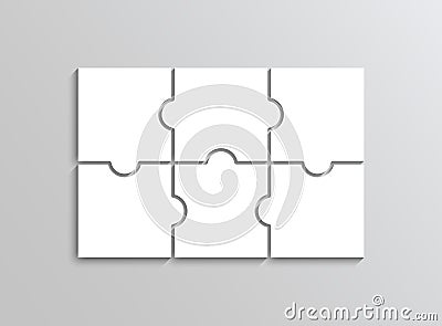 Puzzle game. Jigsaw grid with 6 details. Vector illustration Vector Illustration