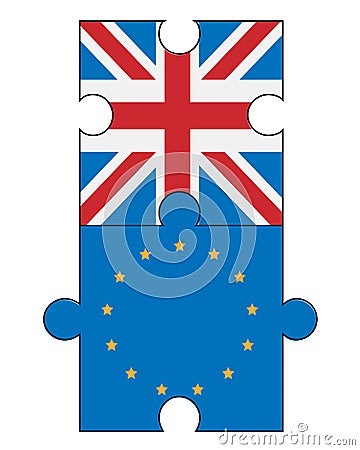 Puzzle with Great Britain and European Union flags Vector Illustration