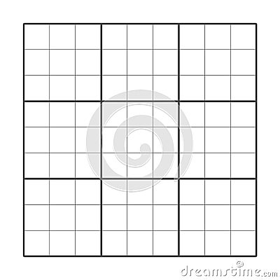 3x3 Puzzle grid. Vector template square cell table. Sudoku Graphic illustration Cartoon Illustration