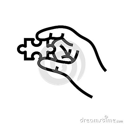 puzzle hand jigsaw line icon vector illustration Vector Illustration