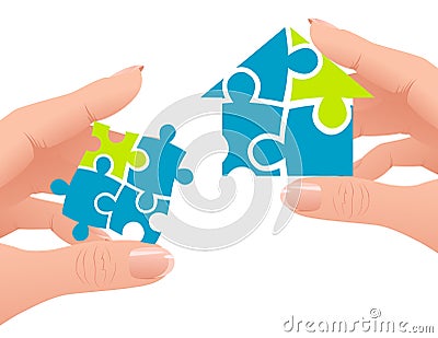 Puzzle home Cartoon Illustration