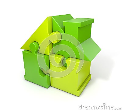 Puzzle house green Stock Photo
