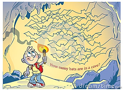 Puzzle how many bats in the cave Vector Illustration