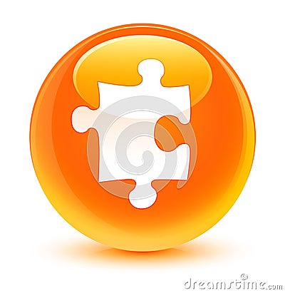 Puzzle icon glassy orange round button Cartoon Illustration