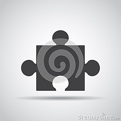 Puzzle icon with shadow on a gray background. Vector illustration Vector Illustration