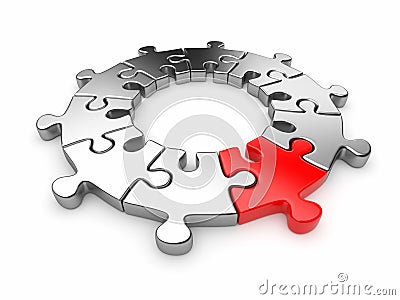 Puzzle jigsaw ring 3D. Innovation Stock Photo