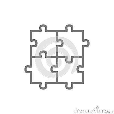 Puzzle, jigsaw, square, integrity, problem solving line icon. Vector Illustration