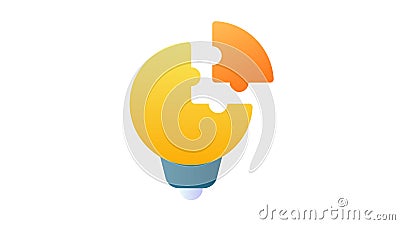 Puzzle lightbulb solution solving single isolated icon with smooth style Cartoon Illustration