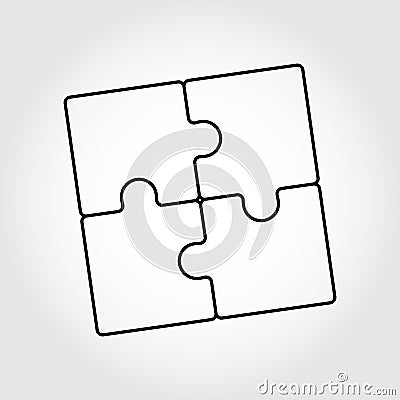 Puzzle linear icon. Linear empty contour Vector Illustration
