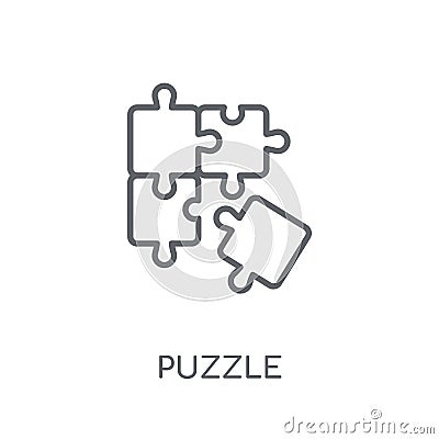 Puzzle linear icon. Modern outline Puzzle logo concept on white Vector Illustration