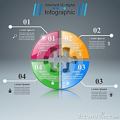 Puzzle logo. Business Infographics. Vector Illustration