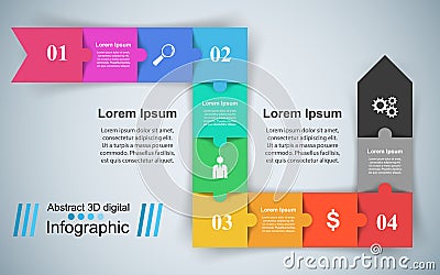 Puzzle logo. Business Infographics. Vector Illustration