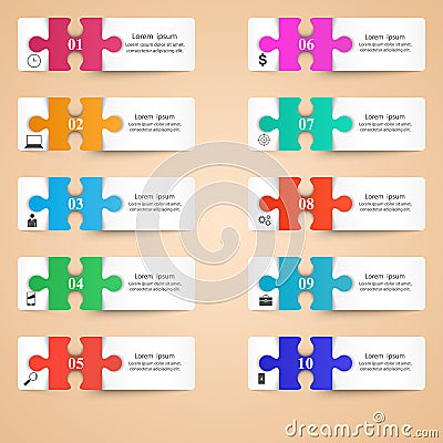 Puzzle logo. Business Infographics. Vector Illustration