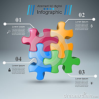 Puzzle logo. Business Infographics. Vector Illustration
