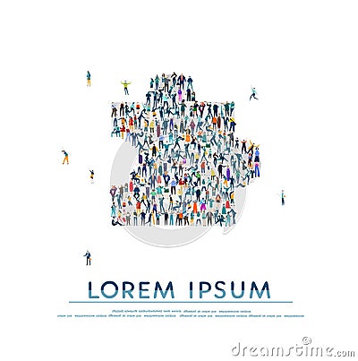 PUZZLE made of lots many little people. Large group of business people, workers, family members and students. Stock Photo